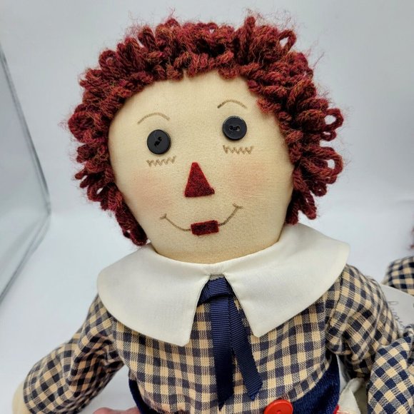 Raggedy Ann And Andy Primitive Folk Ctry Art Handmade 20" Dolls Made Maine OOAK - Picture 3 of 12